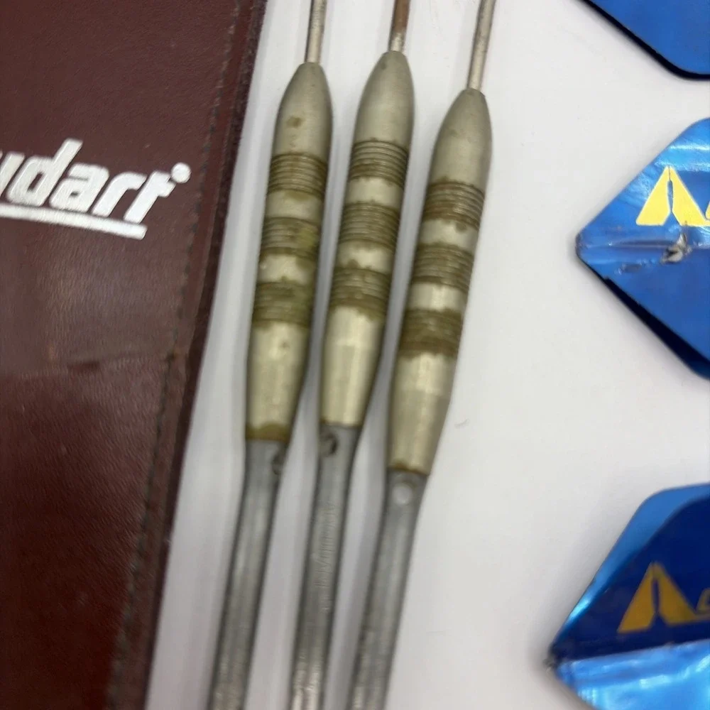 Vintage Accudart 3-Dart Set - Steel Tip Brass Darts with Original Leather Case